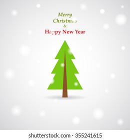 Christmas background with Christmas tree and snowflakes.