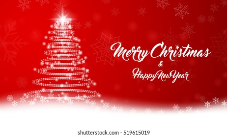 Christmas background with Christmas tree and snowflakes. Vector illustration.