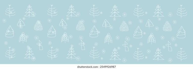 Weihnachtshintergrund mit Weihnachtsbaum und Schneeflocken.Einfach minimalistischer Hintergrund für Web, Pint, Tapete, Wickelpapier, Textil, Scrapbooking.Heller Hintergrund