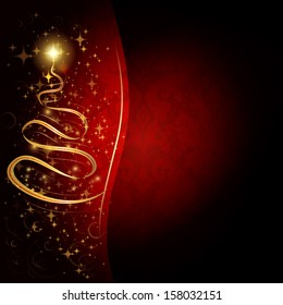 Christmas background with tree and stars