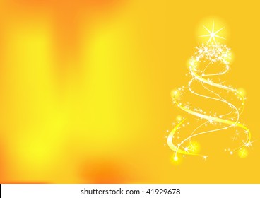 Christmas background with tree and stars. Vector illustration