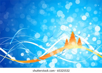 Christmas background with Christmas tree and strips for your design