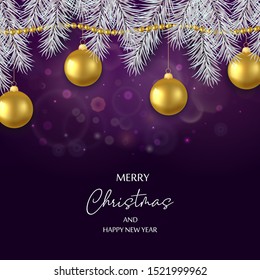 Christmas background with Christmas tree and toys.
