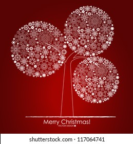 Christmas background with Christmas tree, vector illustration.