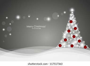 Christmas background with Christmas tree, vector illustration.