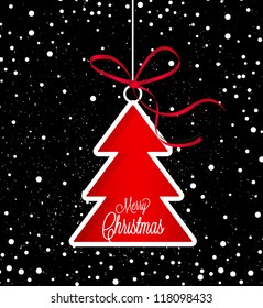 Christmas background with Christmas tree, vector illustration.