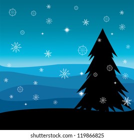 Christmas background with Christmas tree, vector illustration.