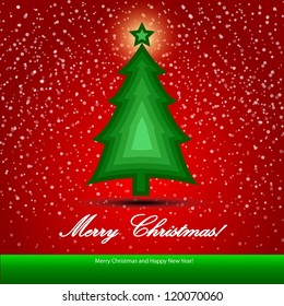 Christmas background with Christmas tree, vector illustration.