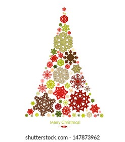 Fondo de Navidad con árbol de Navidad, ilustración vectorial.