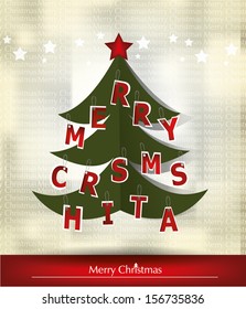 Christmas background with Christmas tree, vector illustration.