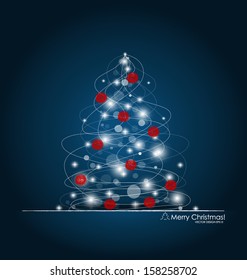 Christmas background with Christmas tree, vector illustration.