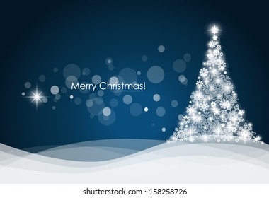 Christmas background with Christmas tree, vector illustration.