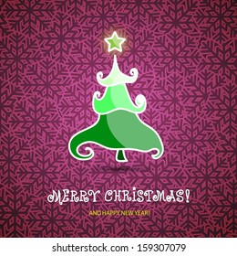 Christmas background with Christmas tree, vector illustration.