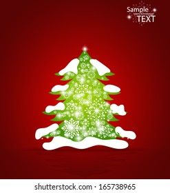 Christmas background with Christmas tree, vector illustration.