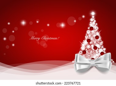 Fondo de Navidad con árbol de Navidad, ilustración vectorial.