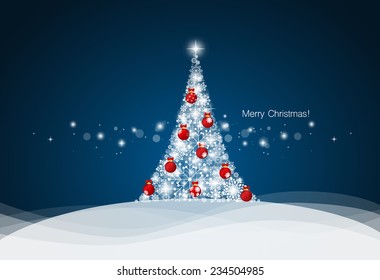 Fondo de Navidad con árbol de Navidad, ilustración vectorial.