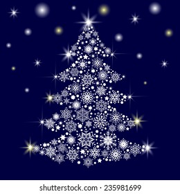 Christmas background with Christmas tree, vector illustration.