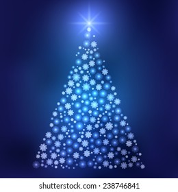 Christmas background with Christmas tree, vector illustration.