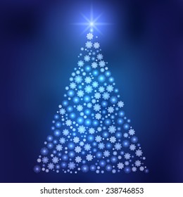 Christmas background with Christmas tree, vector illustration.