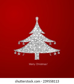 Christmas background with Christmas tree, vector illustration.
