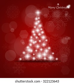 Christmas background with Christmas tree, vector illustration.