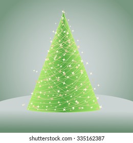 Christmas background with Christmas tree, vector illustration