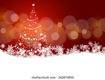 Christmas background with Christmas tree, vector illustration.
