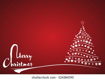 Christmas background with Christmas tree, vector illustration. Merry Christmas lettering