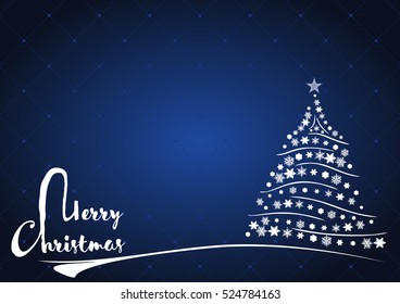 Christmas background with Christmas tree, vector illustration. Merry Christmas lettering
