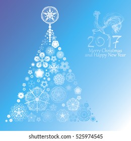 Christmas background with Christmas tree, vector illustration.