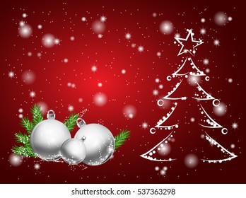 Christmas background with Christmas tree. Vector illustration.