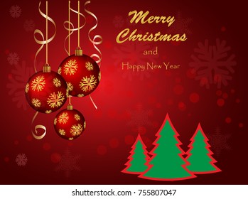 Christmas background with Christmas tree. Vector illustration.