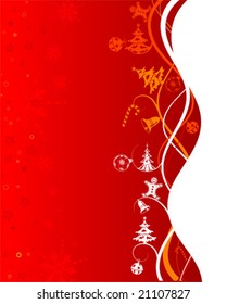 Christmas background with tree and wave pattern, element for design, vector illustration