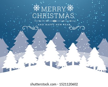 Christmas Background with Trees with blue background