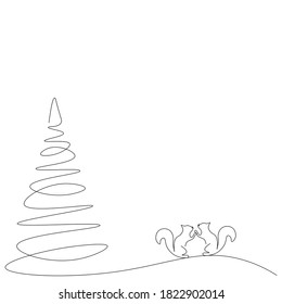 Fondo de Navidad con árboles y ardillas de animales lindos. Ilustración del vector