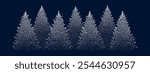 Christmas background. Christmas trees drawn in minimalist style with white dots. Vector illustration.