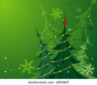 Christmas background with trees, element for design, vector illustration