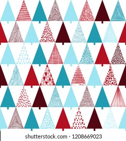 Christmas background with trees on white - Merry Christmas and Happy New Year