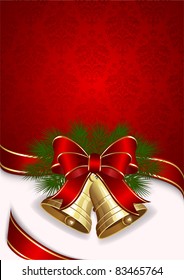 Christmas background with two bells, illustration