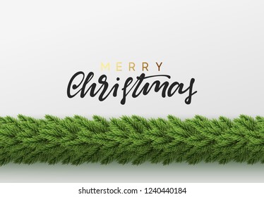 Christmas background. Vector decoration Xmas border with fir branches