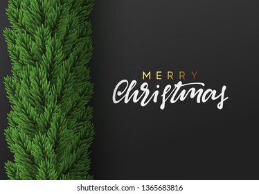 Christmas background. Vector decoration Xmas border with fir branches Christmas background. Vector decoration Xmas border with fir branches