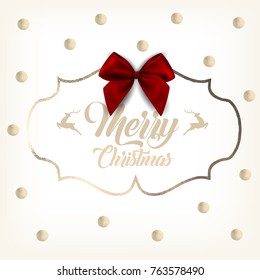Christmas background vector design with red bow