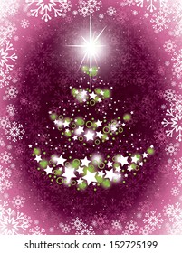 Christmas Background. Vector Design with Sparkling Christmas Tree. 