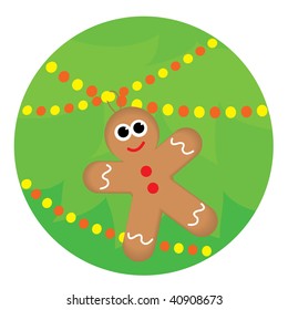 Christmas background with vector gingerbread man