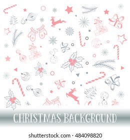 Christmas background vector illustration. Vector EPS 10. Christmas objects wrapping design.