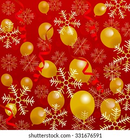 Christmas Background Vector Illustration. Christmas Background filled with Snow Symbols, Balloons and Serpentines.