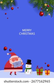Navidades Ilustración vectorial de fondo. Tarjetas de felicitación Anuncio y cartel con alegría, árbol, adorno, regalo, bolas, Papá Noel.