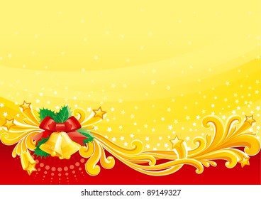 Christmas background. Vector illustration of christmas hand bells  on abstract background.