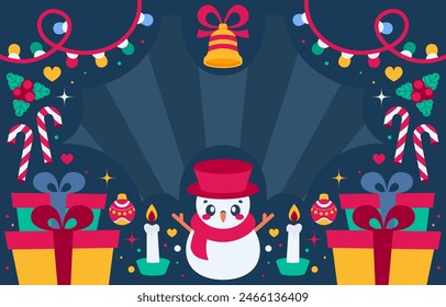 Christmas background vector illustration with scene horizontal