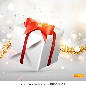 Christmas background vector image with Xmas gift